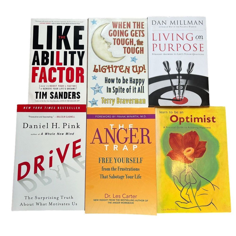 Personal Development Book Lot of 6 Optimist Anger Trap‎ Drive Likeability Factor